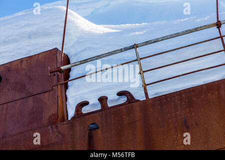 Norweigan whaling shipwreck; Gouvenoren; Enterprise Island; Antarctica Stock Photo