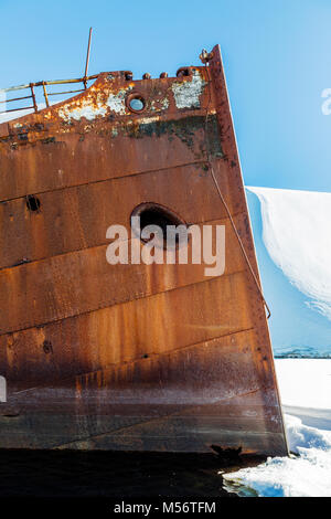 Norweigan whaling shipwreck; Gouvenoren; Enterprise Island; Antarctica Stock Photo