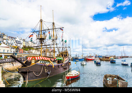 A view of Brixham harbour in South Devon, UK. Stock Photo