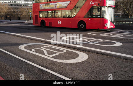 Twenty miles per hour (20 MPH) road warning signs on Westminster Bridge London England. Stock Photo