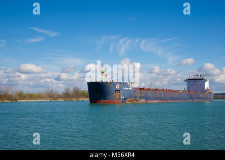The Algoma Spirit bulk carrier passing through the Welland Canal Stock Photo