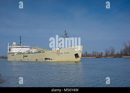 English River cement carrier passing through the Welland Canal Stock Photo
