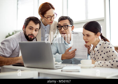 Successful startuppers having discussing project via cam Stock Photo