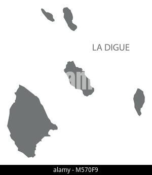 La Digue map of Seychelles grey illustration Stock Vector