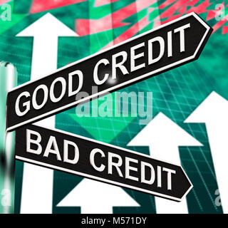 Good Bad Credit Signpost Shows Customer Financial 3d Illustration Stock Photo