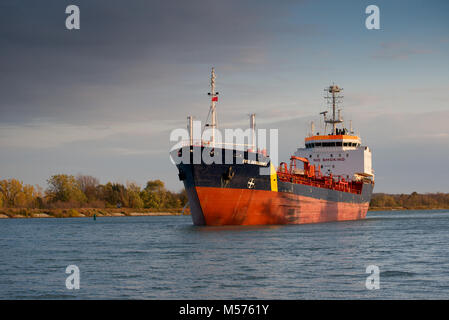 The Esta Desgagnes oil/chemical tanker passing through the Welland Canal Stock Photo