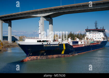 The Sarah Desgagnes oil/chemical tanker passing through the Welland Canal Stock Photo