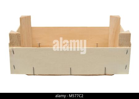 Empty wooden box isolated on white background Stock Photo