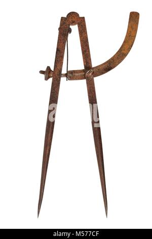 Old rusty campass isolated on white background Stock Photo