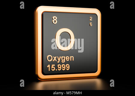 Oxygen O, element isolated on black background Stock Photo