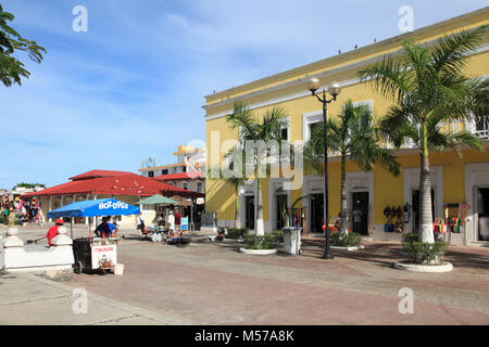 Plaza del Sol, Town Square, San Miguel de Cozumel, Cozumel Island, Quintana Roo, Mexico, Caribbean, North America Stock Photo
