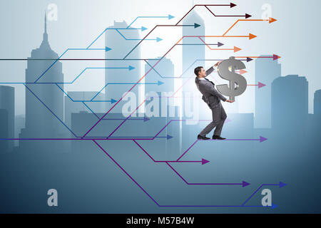 Businessman thinking of different career paths Stock Photo