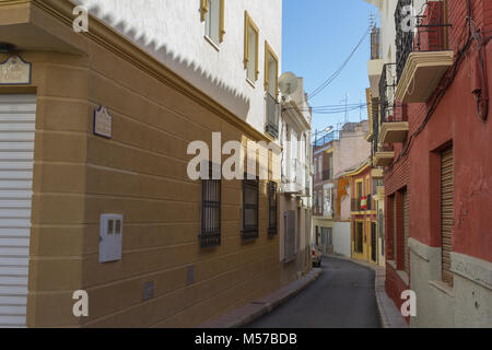 Narrow Street of Terraced Houses in Albox  a Small Rural Town, Almeria province, Andalucía, Spain Stock Photo