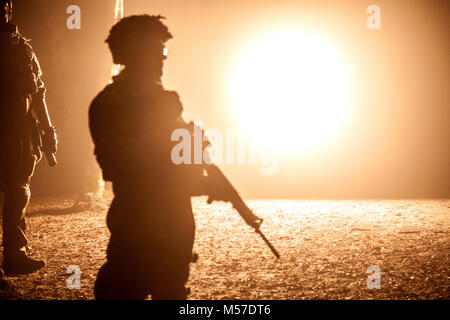 Black silhouette of soldier Stock Photo
