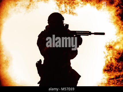 Black silhouette of soldier Stock Photo