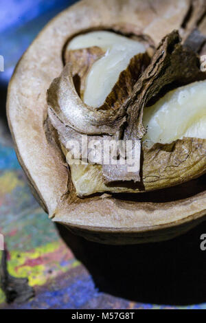 Macro, nut, brown, detail, texture, shine, shadow, textured, design Stock Photo