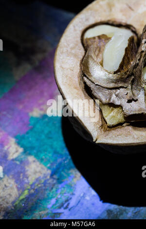 Macro, nut, brown, detail, texture, shine, shadow, textured, design Stock Photo