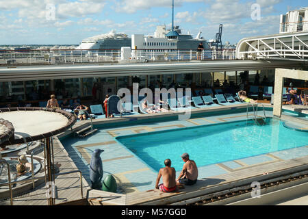 On cruise ship Niew Amsterdam, Caribbean and Florida Stock Photo