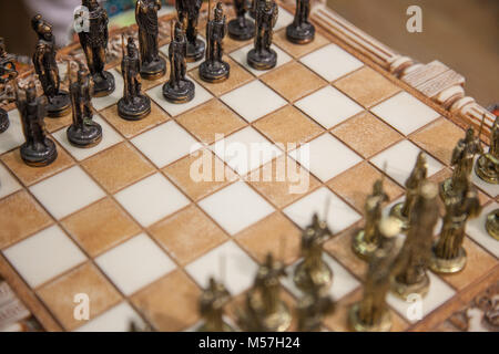 Chess pawns on the chessboard. Closeup. selective focus,Chess photographed on a chessboard. Stock Photo