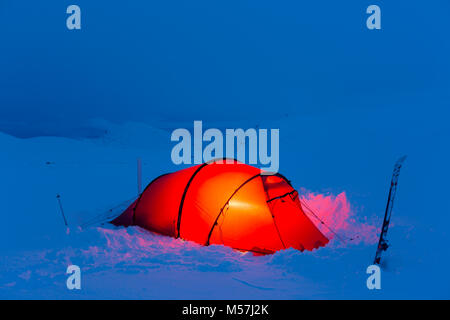 Tent in the snow,Kungsleden or king's trail,Province of Lapland,Sweden,Scandinavia