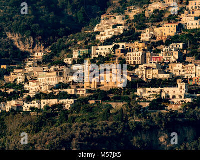 Praiano, a town and comune of the province of Salerno in the Campania region of southwest Italy  situated on the Amalfi Coast. Stock Photo