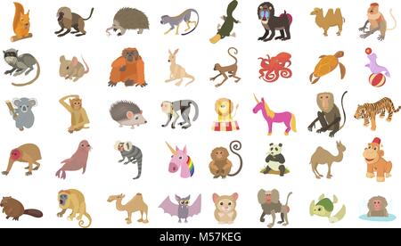 Animals icon set, cartoon style Stock Vector