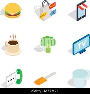 Retail icons set, isometric style Stock Vector