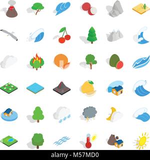 Life in forest icons set, isometric style Stock Vector
