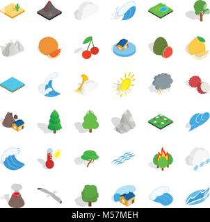 Forest stand icons set, isometric style Stock Vector