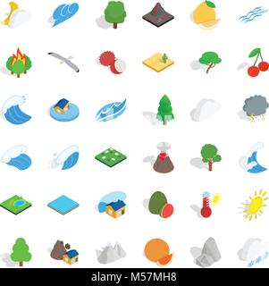 Forestation icons set, isometric style Stock Vector