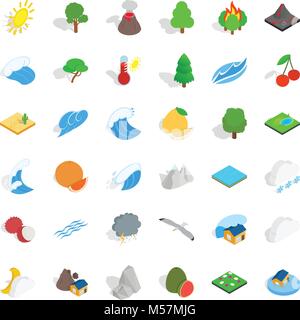 Forest plantation icons set, isometric style Stock Vector