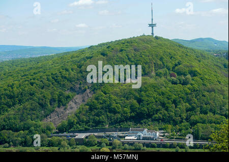 Two secret Nazi German underground structures inside and 142 m Jakobsberg Telecommunication Tower on the top of Jakobsberg in Porta Westfalica, North  Stock Photo