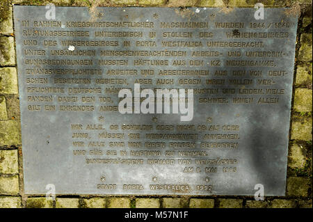 Monument to remember about 3000 inmates of KL Neuengamme subcamp KZ Porta Westfalica (Hausberge 1000 women, Barkhausen 1500 men and Lerbeck 500 men) w Stock Photo