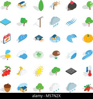Natural land icons set, isometric style Stock Vector