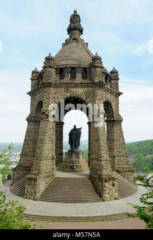 88 meter heigh Kaiser Wilhelm Denkmal (Emperor William Monument) 1892-1896 designed by Bruno Schmitz and Kaspar von Zumbusch to honour Wilchelm I, the Stock Photo