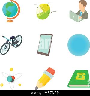 School education icons set, cartoon style Stock Vector