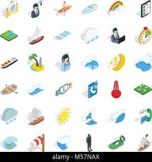 Seagoing icons set, isometric style Stock Vector