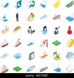 Seaworthy icons set, isometric style Stock Vector