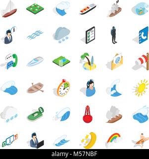 Pelagic icons set, isometric style Stock Vector