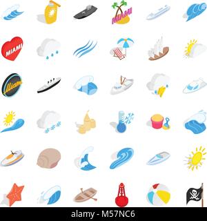 Fleet icons set, isometric style Stock Vector