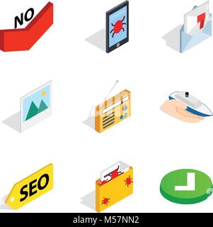 Maintenance of security icons set, isometric style Stock Vector