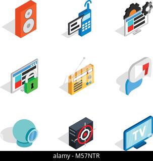 Web info icons set, isometric style Stock Vector