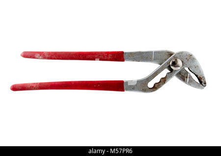 old plumbing pliers isolated on a white background Stock Photo
