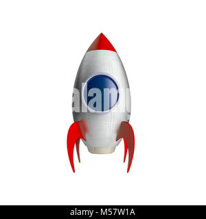 classic toy spaceship isolated on white background 3d rendering image Stock Photo