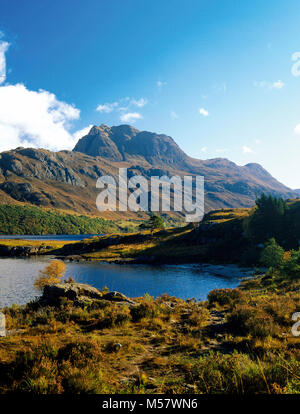 Slioch mountain and Loch Maree, near Kinlochewe in Wester Ross, Highland, Scotland Stock Photo