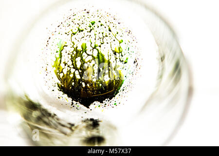 Abstract green patterns from ink in water