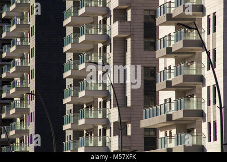 Modern Architecture background - generic High rise apartment building front view with balcony facade.Conceptual image for Urban development Stock Photo