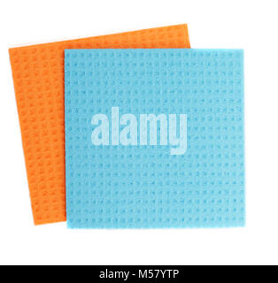 Two cellulose sponges isolated on white background Stock Photo