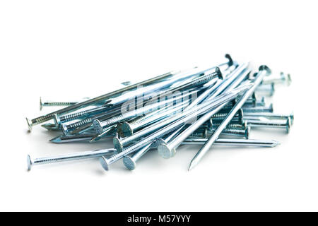The metallic nails isolated on white background. Stock Photo