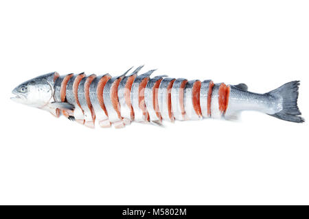 Sliced salmon isolated on white background Stock Photo